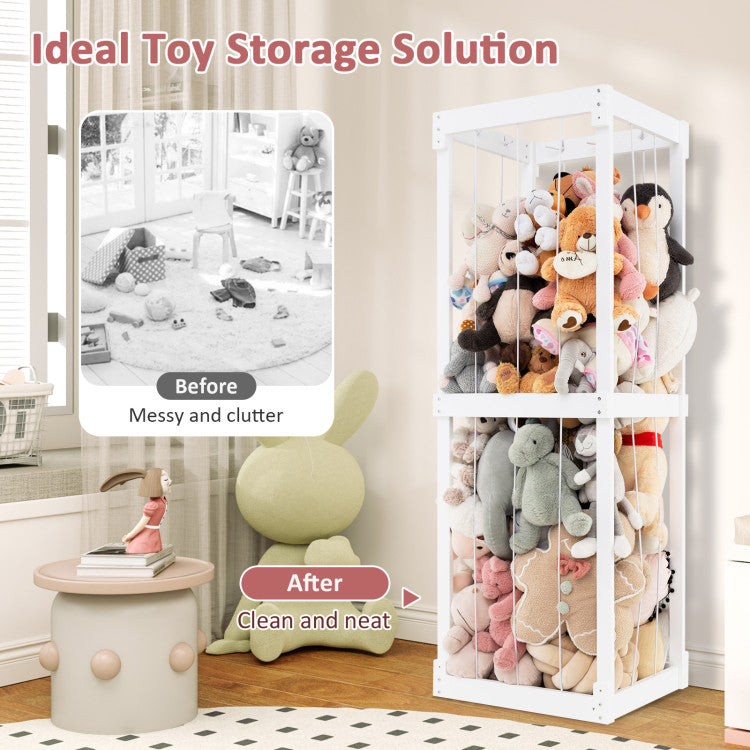 300L Large Stuffed Animal Storage with Open Top and Elastic Cords