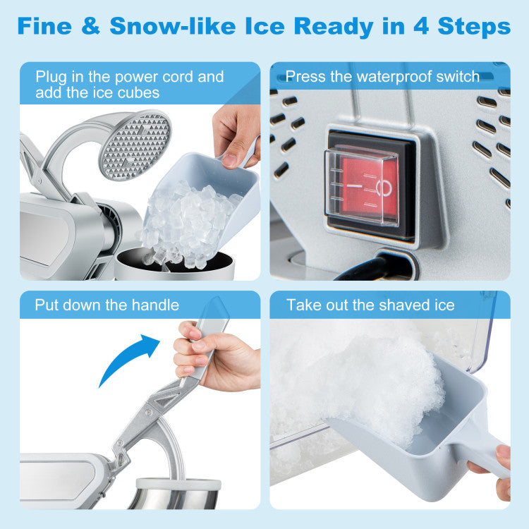 300W Commercial Ice Crusher with Dual Blades and Safety Switch