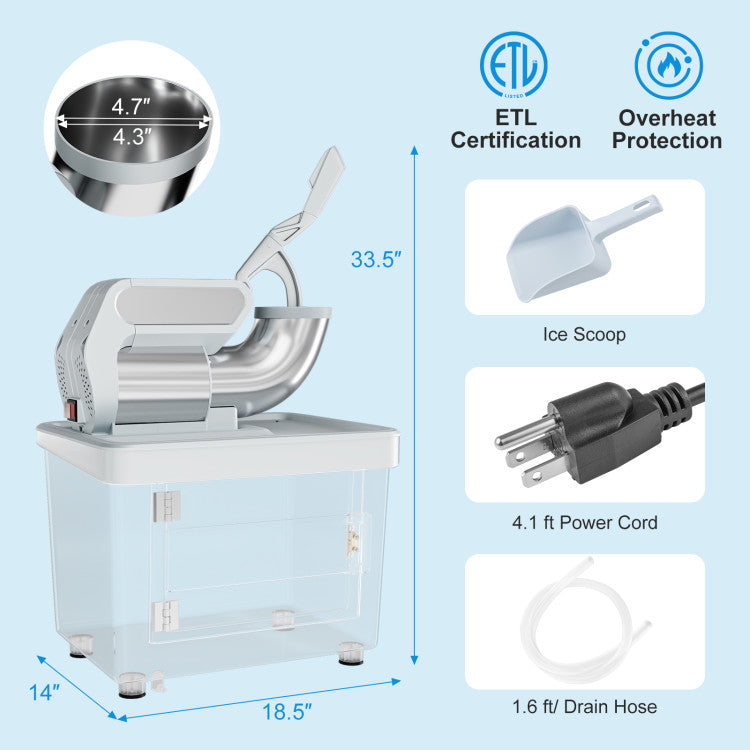 300W Commercial Ice Crusher with Dual Blades and Safety Switch