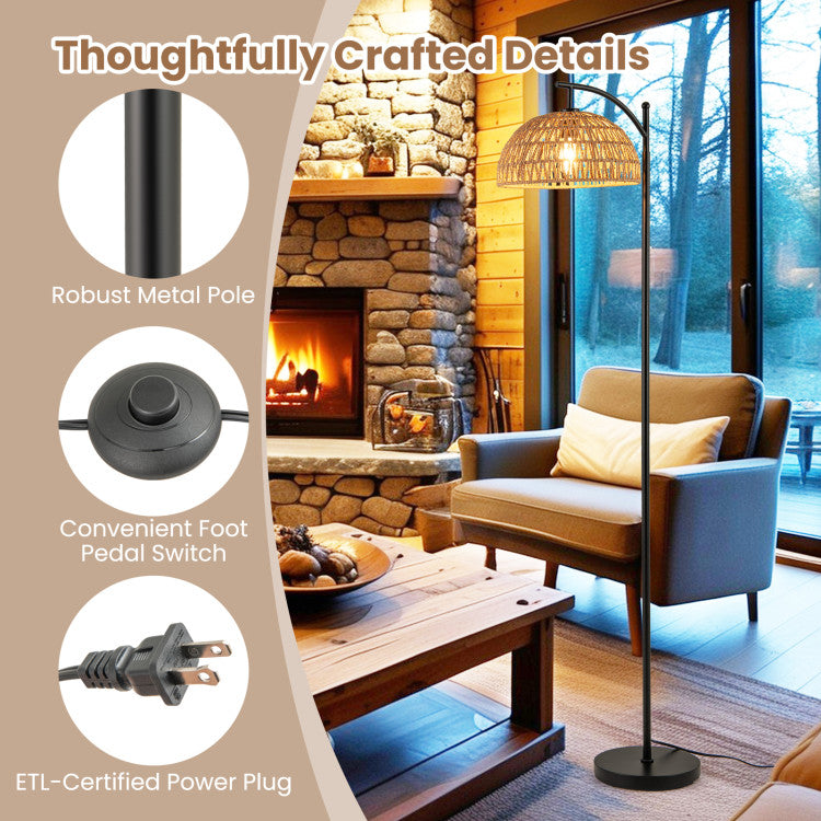 Arc Floor Lamp 63 Inches Tall Pole Lamp with Hanging Lampshade