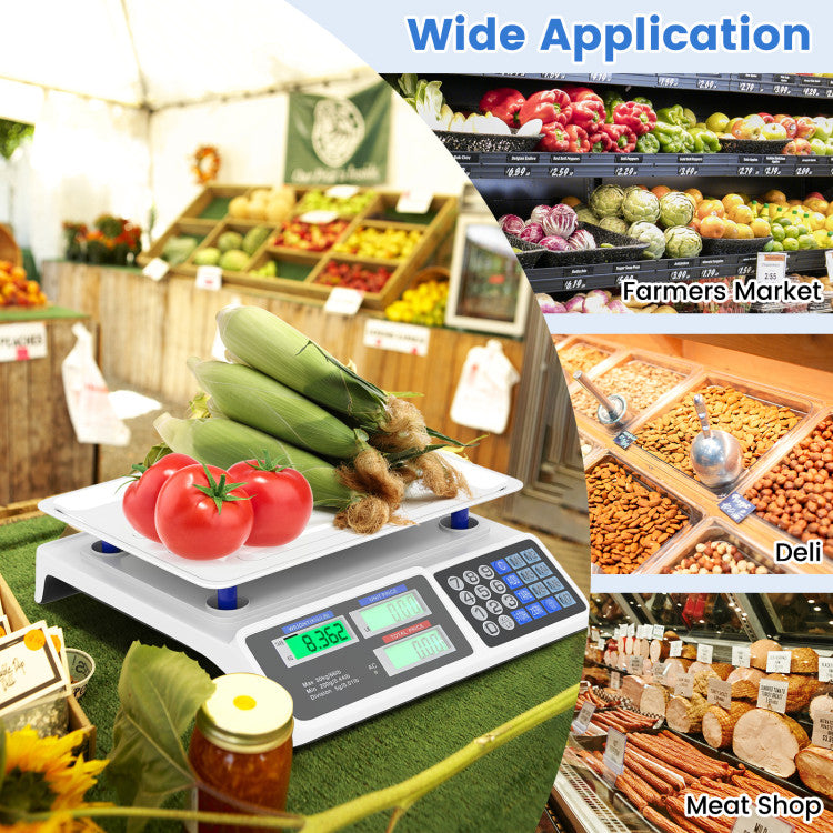 66lb Price Computing Scale Commercial Food Scale with Dual LCD Displays