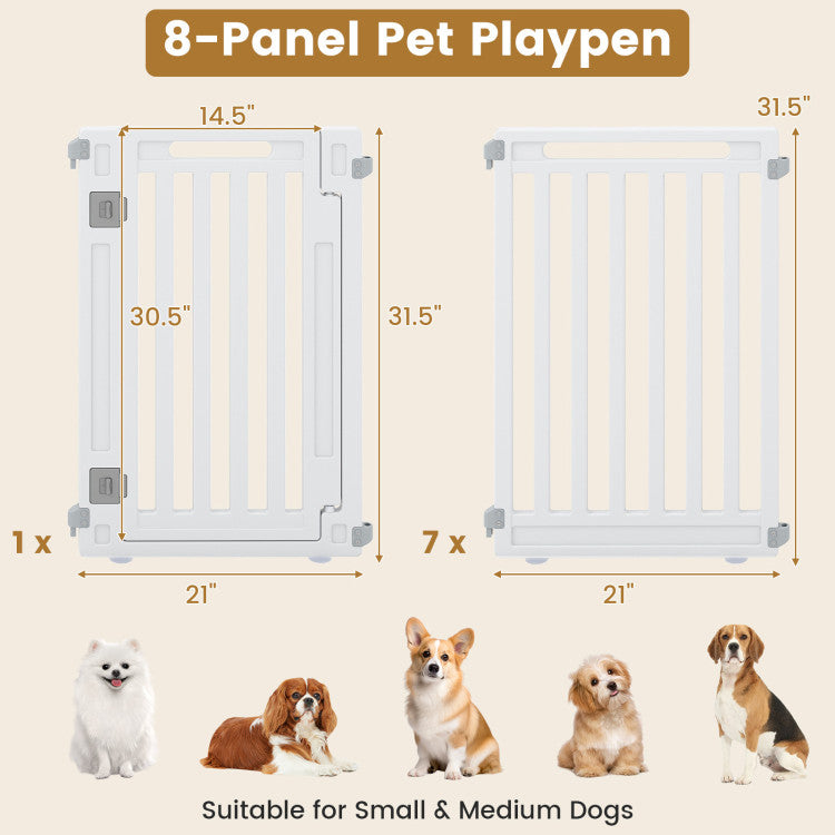 31.5" Height Indoor Outdoor Dog Playpen with 8 Panels