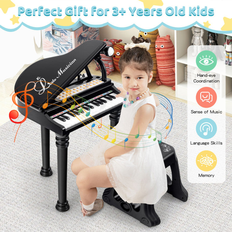 31 Keys Kids Piano Keyboard with Stool and Piano Lid