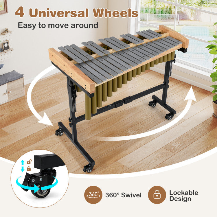 32 Note Marimba Aluminum Xylophone with Rubber Wood Base