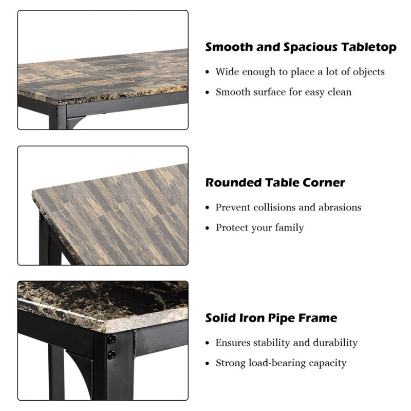 3-Piece Counter-Height Dining Table Set Rectangle Bar Table with 2 Upholstered Stools