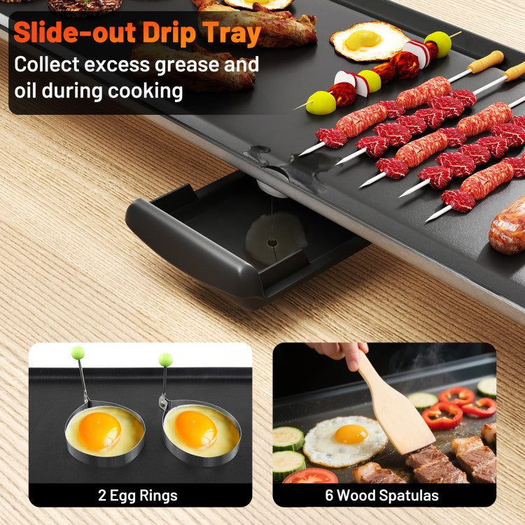 35 Inch Extra Large Electric Griddle with Adjustable Temperature Thermostats and Drip Tray