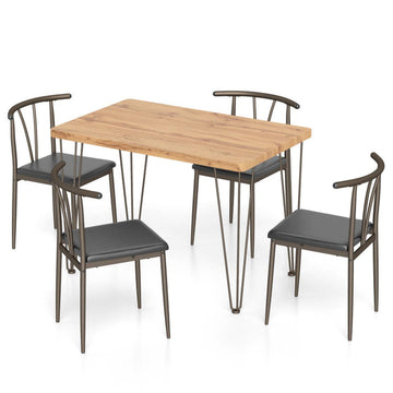 5-Piece Space-Saving Dining Table Set Industrial Rectangular Kitchen Table and 4 Armless Chairs