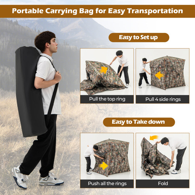 360° One Way See Through Hunting Blind Ground Blind with Portable Carrying Bag