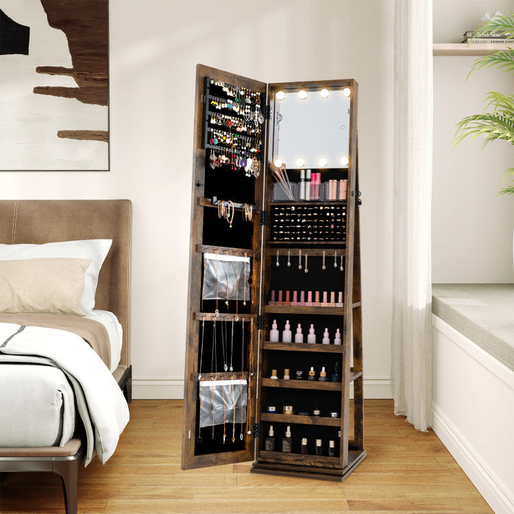 360° Swivel Jewelry Cabinet with Full Length Mirror