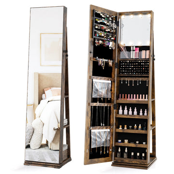 360° Swivel Jewelry Cabinet with Full Length Mirror