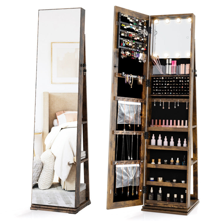 360° Swivel Jewelry Cabinet with Full Length Mirror