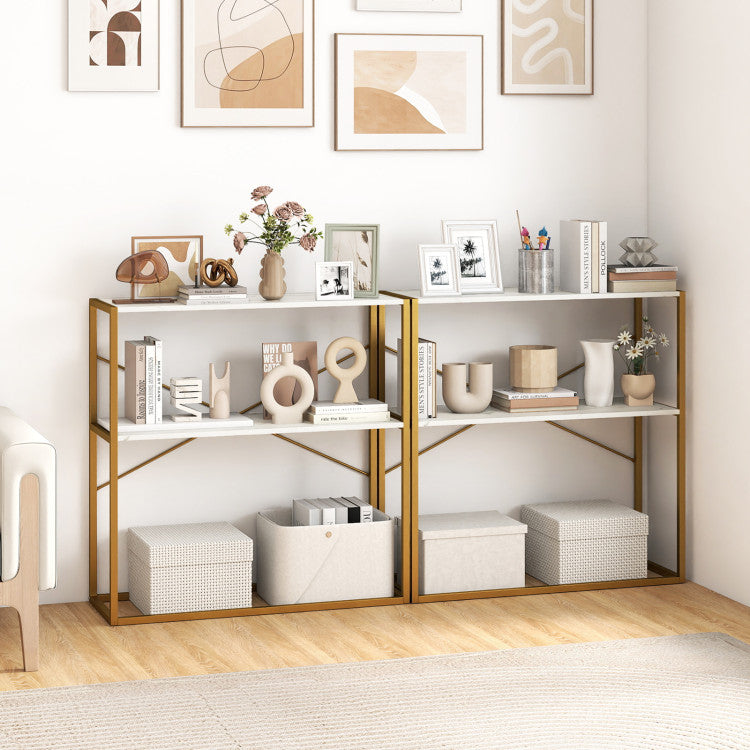 36" Console Table 2-Tier Entryway Table with Wooden Open Shelves and Metal Frame