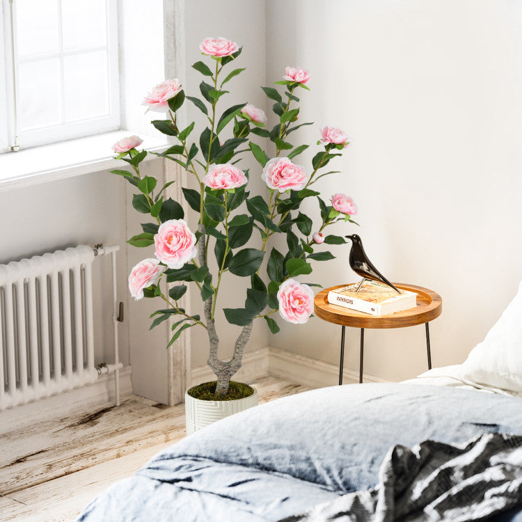36 Inch Artificial Camellia Tree with Blooming Flower 1 Pack