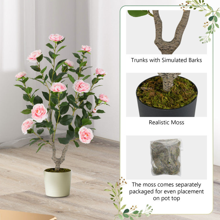 36 Inch Artificial Camellia Tree with Blooming Flower 1 Pack