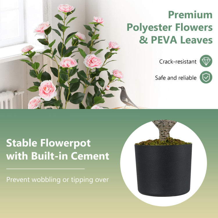 36 Inch Artificial Camellia Tree with Blooming Flower 1 Pack