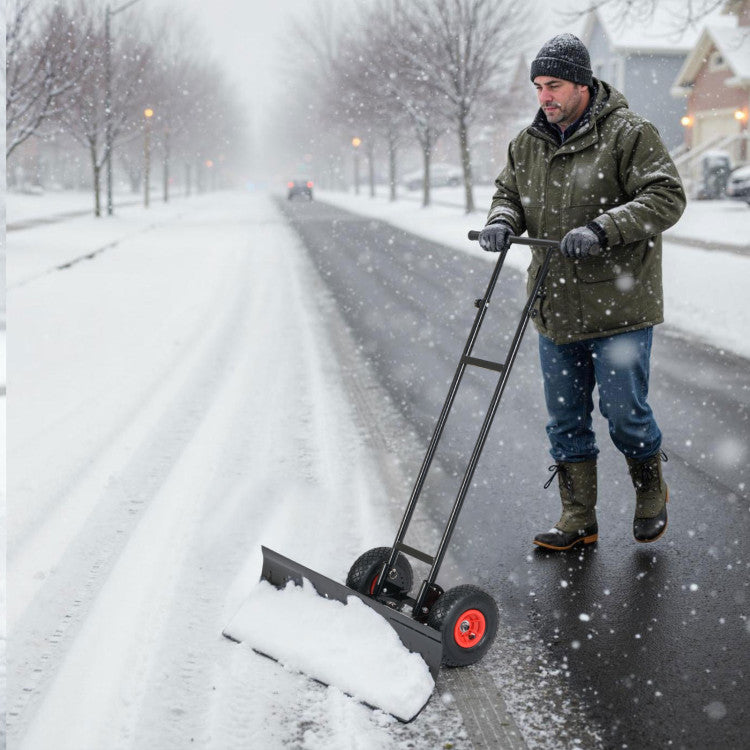 36 Inches Snow Shovel with Wheels and Adjustable Angle