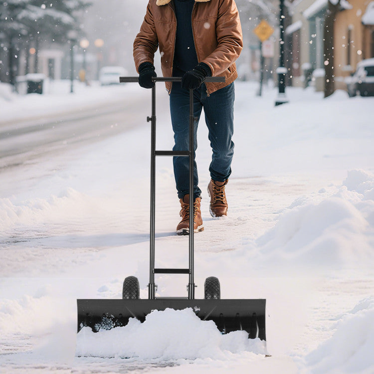 36 Inches Snow Shovel with Wheels and Adjustable Angle