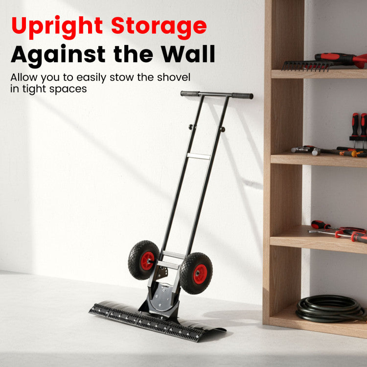 36 Inches Snow Shovel with Wheels and Adjustable Angle