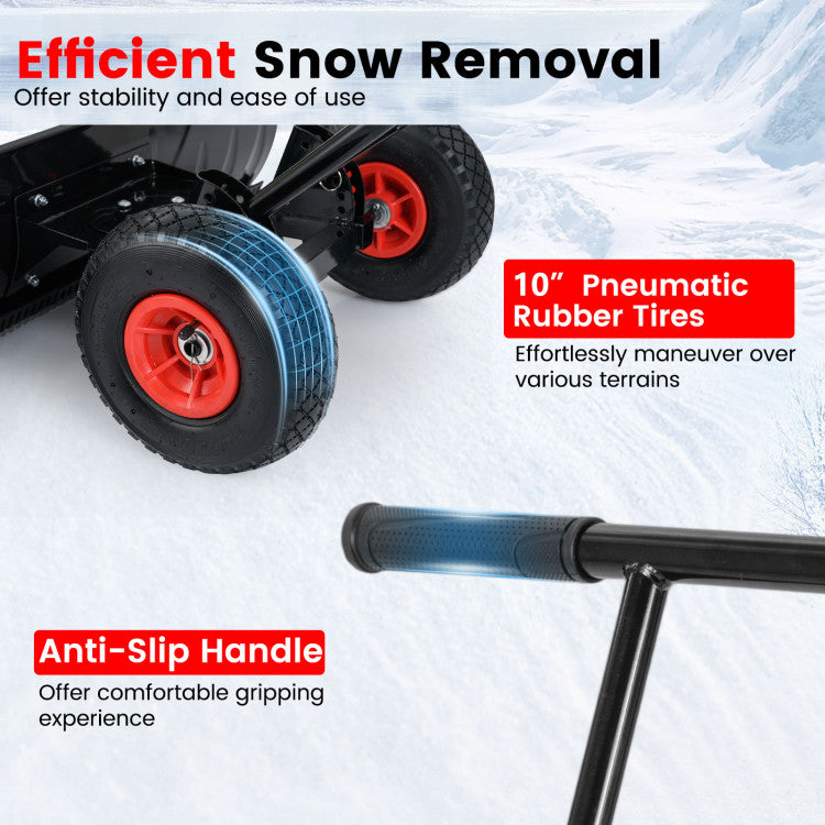 36 Inches Snow Shovel with Wheels and Adjustable Angle