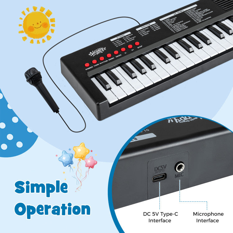 37 Keys Kids Piano Keyboard with 8 Rhythms and Microphone