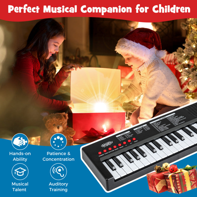 37 Keys Kids Piano Keyboard with 8 Rhythms and Microphone