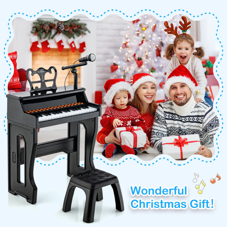 37 Keys Music Piano with Microphone Kids Piano Keyboard with Detachable Music Stand