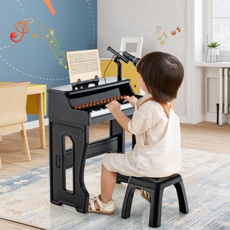 37 Keys Music Piano with Microphone Kids Piano Keyboard with Detachable Music Stand