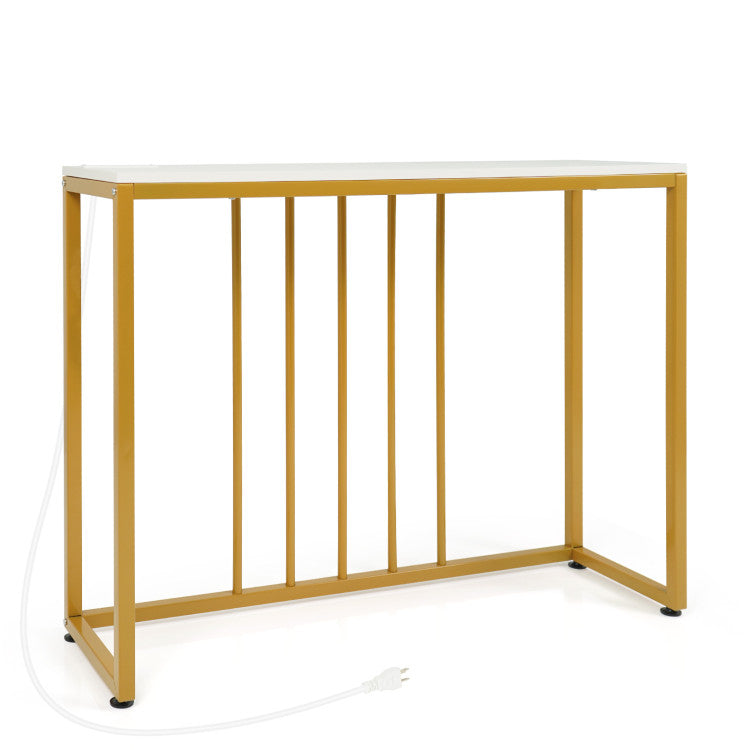 39"Modern Console Table with Built-in Charging Station