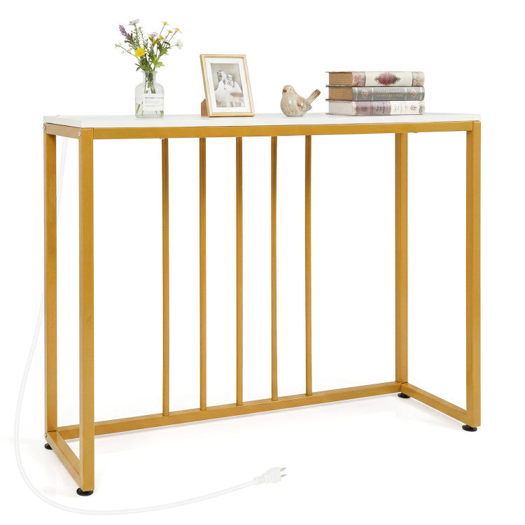 39"Modern Console Table with Built-in Charging Station