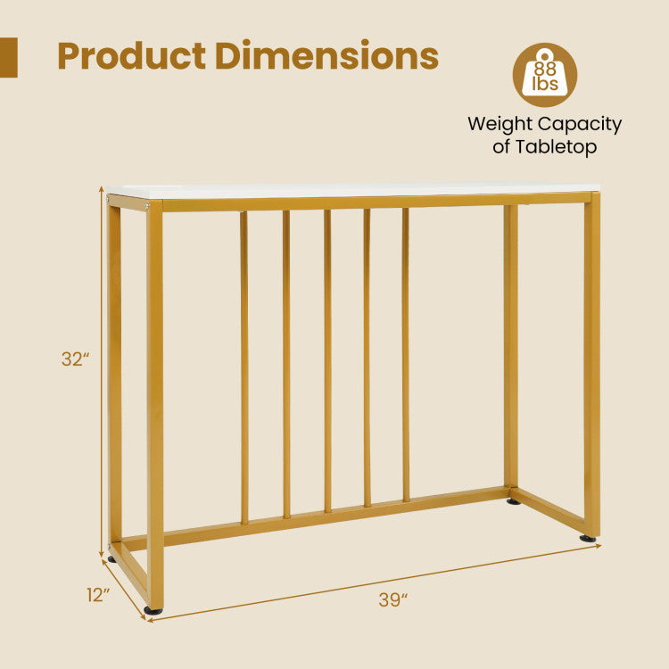 39"Modern Console Table with Built-in Charging Station