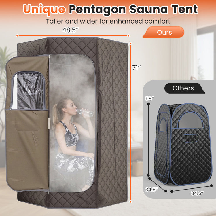 3L Portable Steam Sauna for Home Fast-Heat with 9-Level Remote Control and Folding Chair