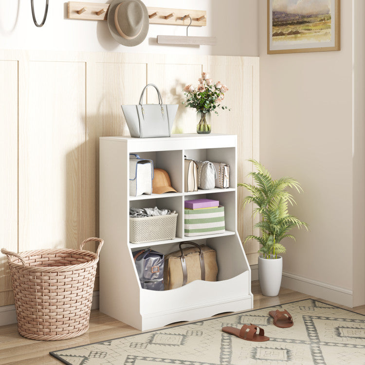 3-Tier kids Multi-Functional Bookcase with 5 Open Storage Compartments