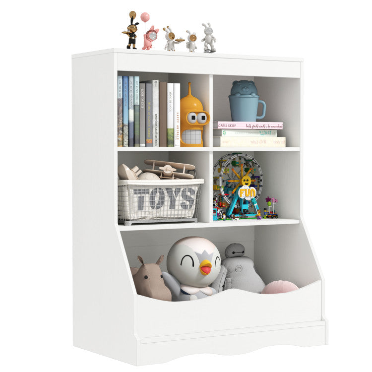 3-Tier kids Multi-Functional Bookcase with 5 Open Storage Compartments