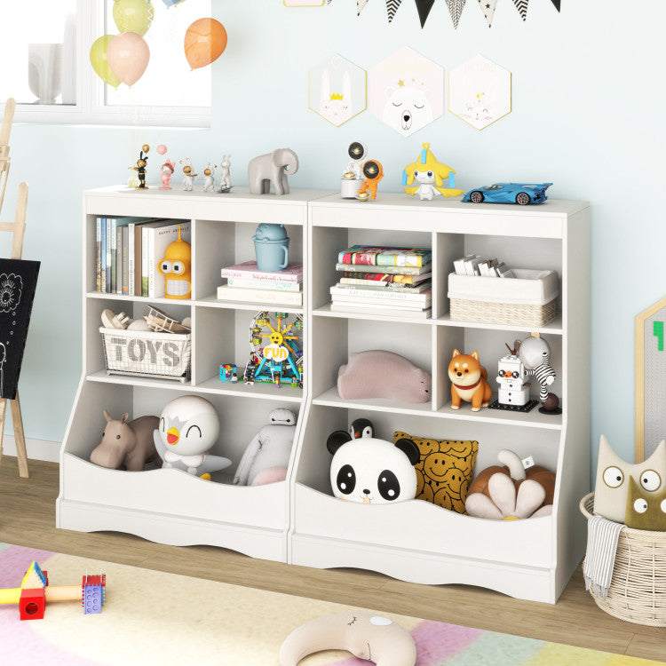 3-Tier kids Multi-Functional Bookcase with 5 Open Storage Compartments