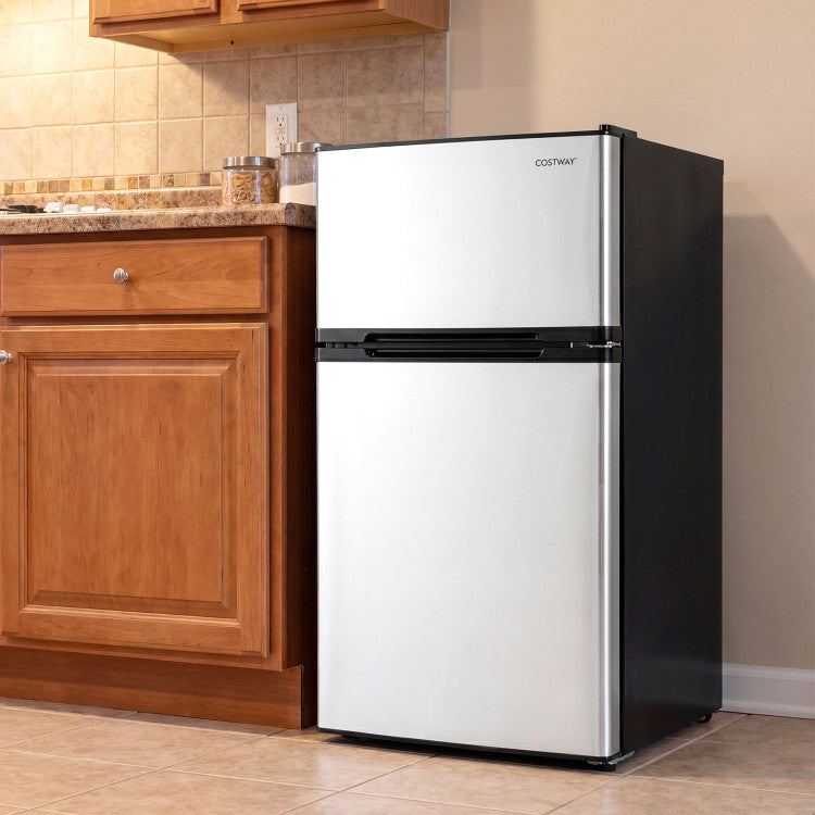 3.2 Cu.Ft Mini Fridge with Freezer Double Door Small Refrigerator with Adjustable Thermostat