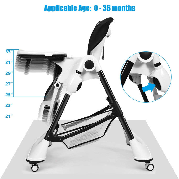 A-Shaped High Chair with 4 Lockable Wheels
