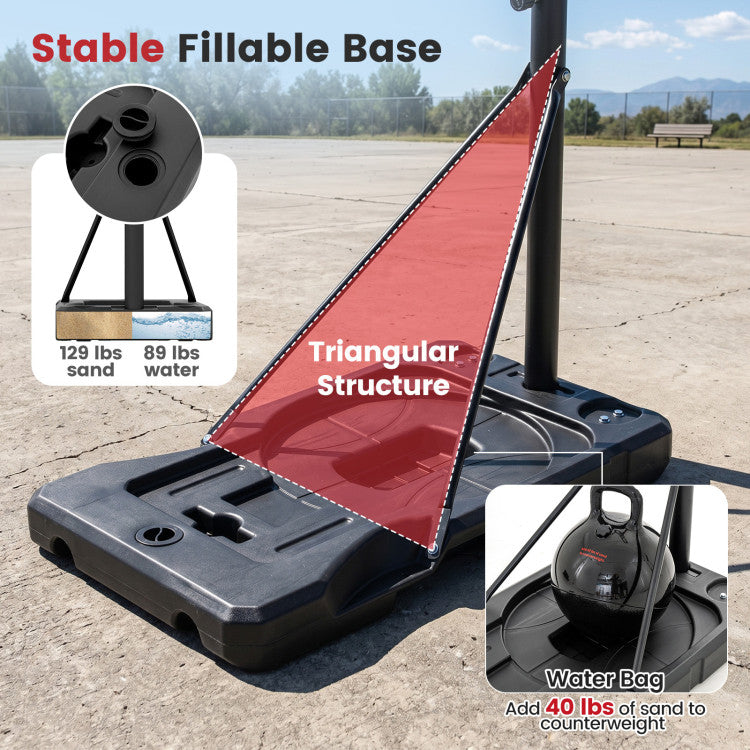 3.3-10 Feet Portable Basketball Hoop Adjustable with Base and Wheels