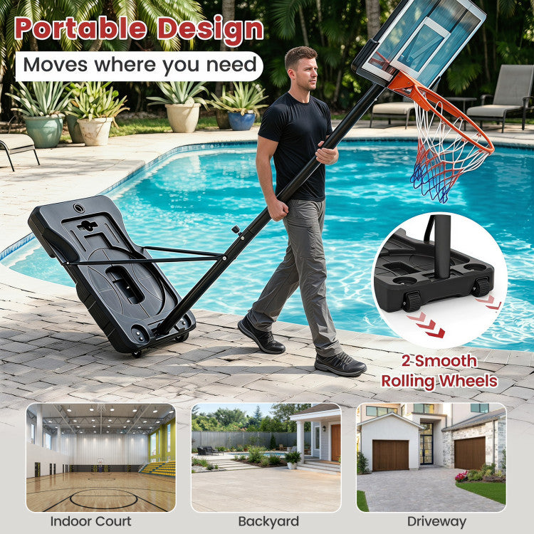 3.3-10 Feet Portable Basketball Hoop Adjustable with Base and Wheels