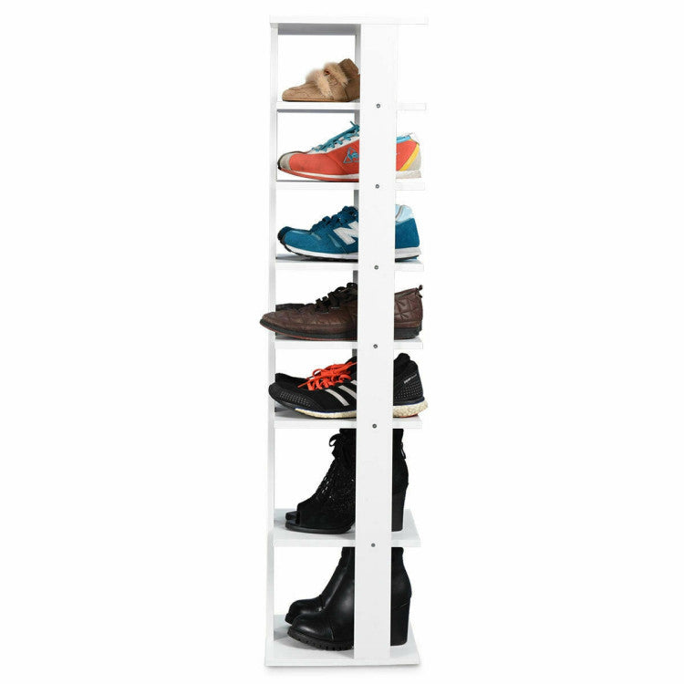 7-Tiers Vertical Wooden Space Saving Shoe Rack for Front Door
