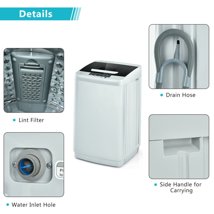 8.8 lbs Portable Full-Automatic Laundry Washing Machine with Drain Pump