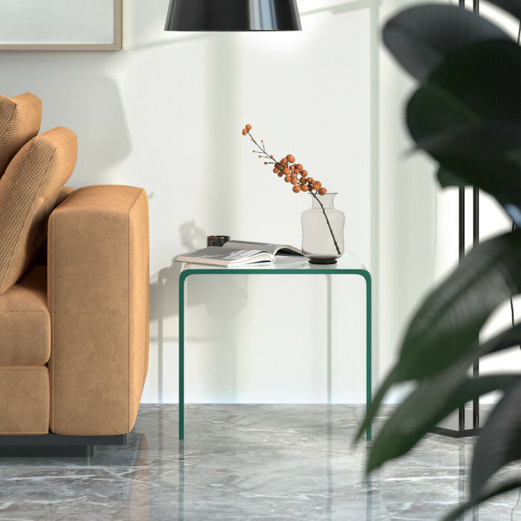16 Inch Tempered Waterfall End Table with non-Slip Pad