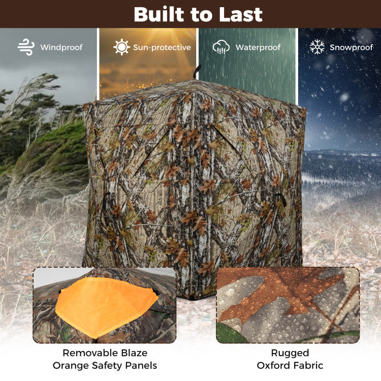 3-4 Person Hunting Blind 270° See-Through Pop-up Ground Blind with Full-Open Swing Door