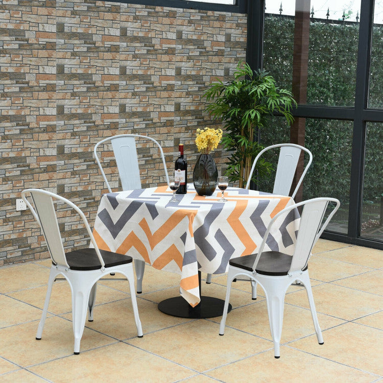 4 Pieces Tolix Style Metal Dining Chairs with Stackable Wood Seat