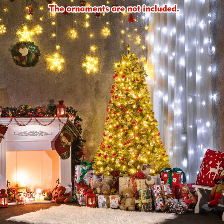 6/7/8 Feet Artificial Christmas Tree with Remote-controlled Color-changing LED Lights