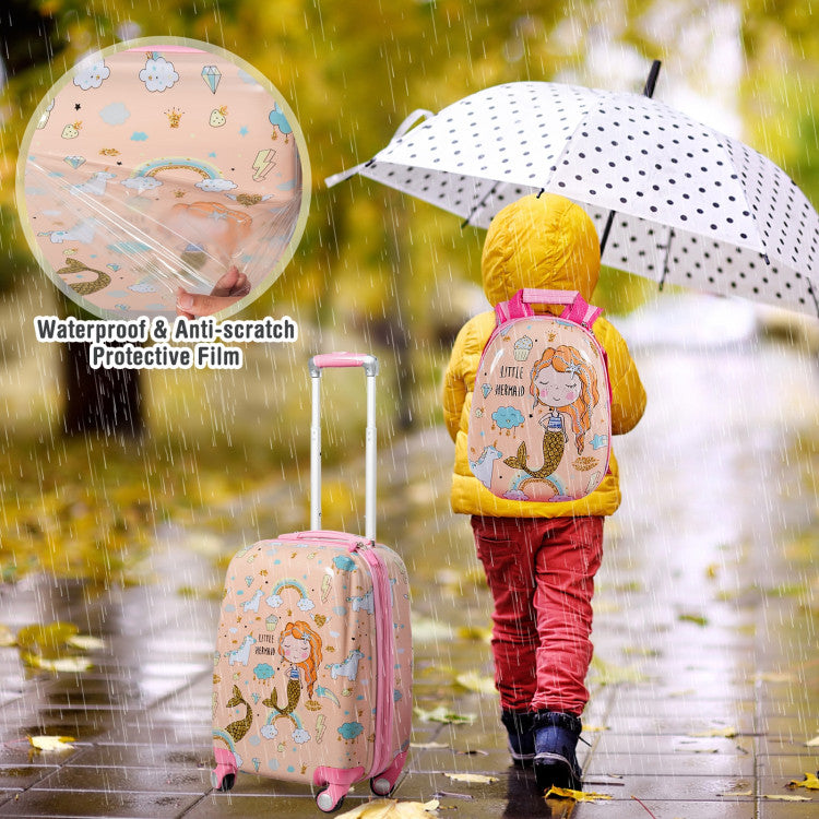 2 Pieces 12 Inch 18 Inch Kids Luggage Set with Backpack and Suitcase for Travel