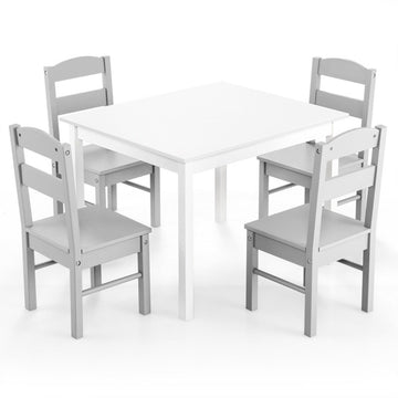 Kids 5 Pieces Table and Chair Set Wooden Children Activity Playroom Furniture Gift