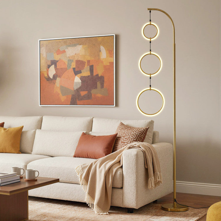 3-Circle Dimmable LED Floor Lamp with Foot Pedal Switch 3 Color Temperatures