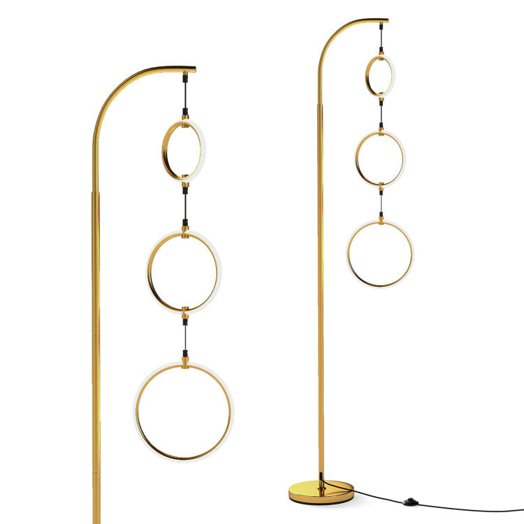 3-Circle Dimmable LED Floor Lamp with Foot Pedal Switch 3 Color Temperatures