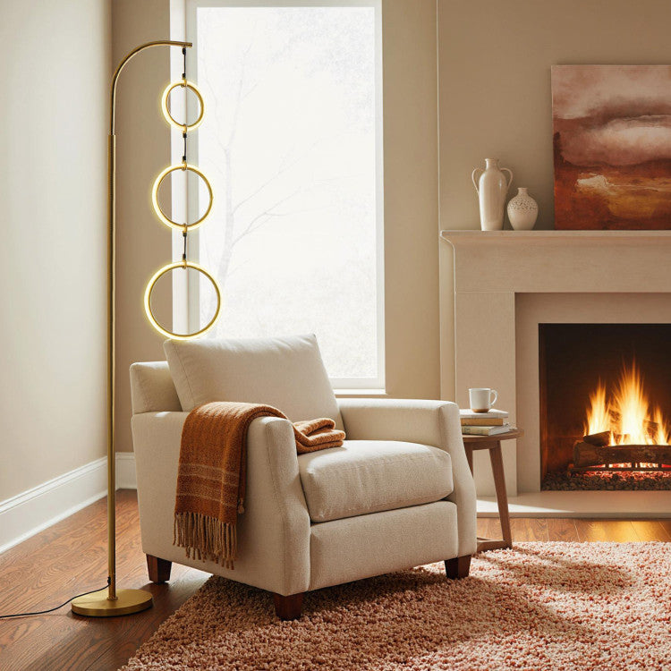 3-Circle Dimmable LED Floor Lamp with Foot Pedal Switch 3 Color Temperatures