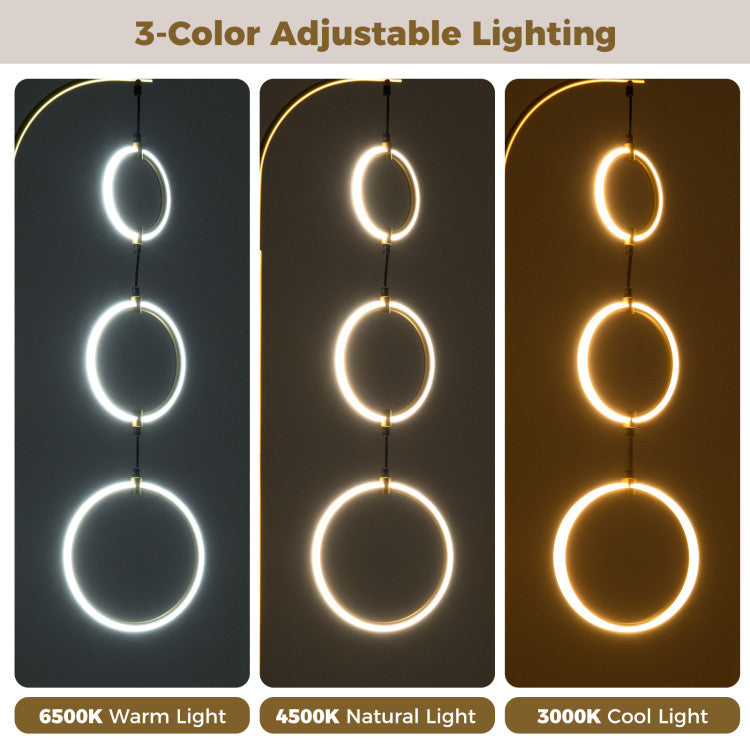 3-Circle Dimmable LED Floor Lamp with Foot Pedal Switch 3 Color Temperatures